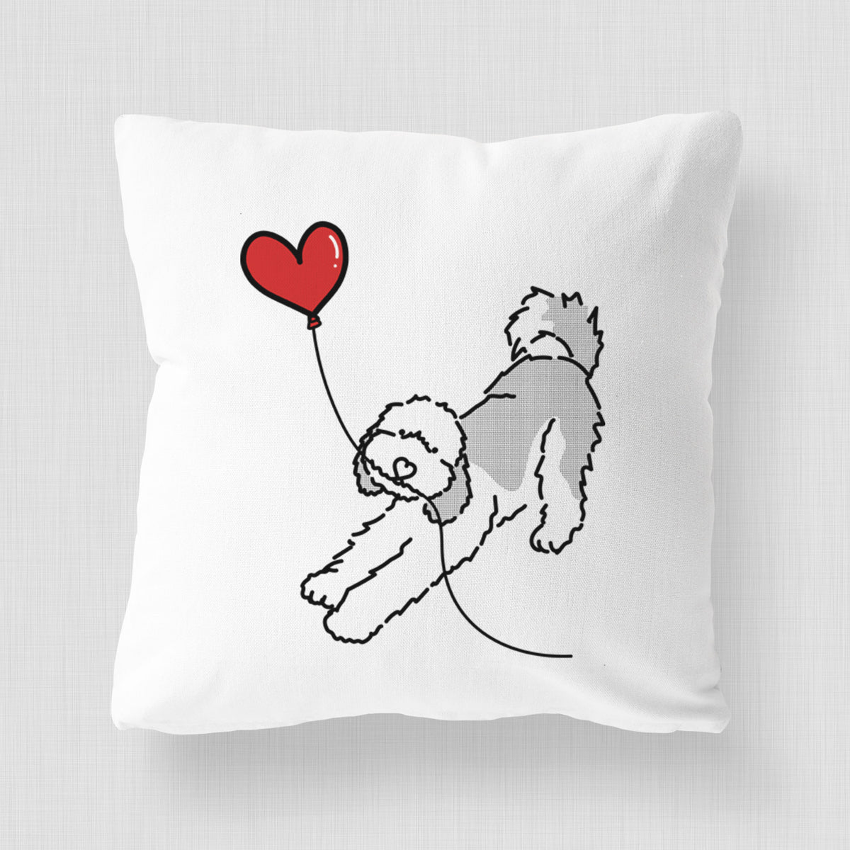 Sheepadoodle Heart String - Throw Pillow Cover