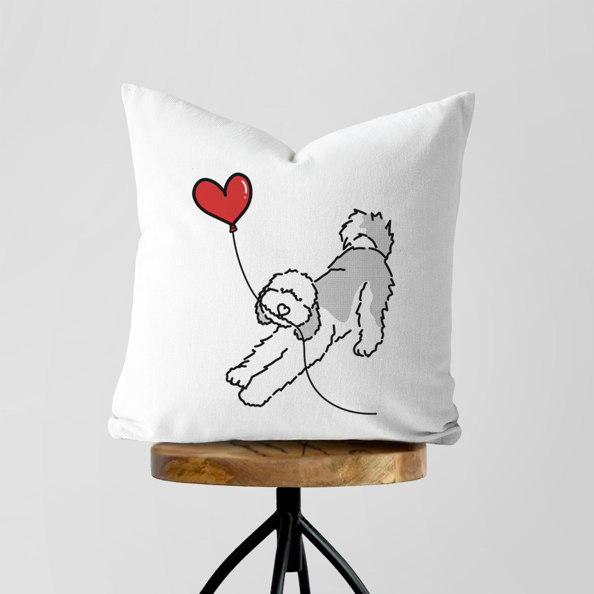 Sheepadoodle Heart String - Throw Pillow Cover