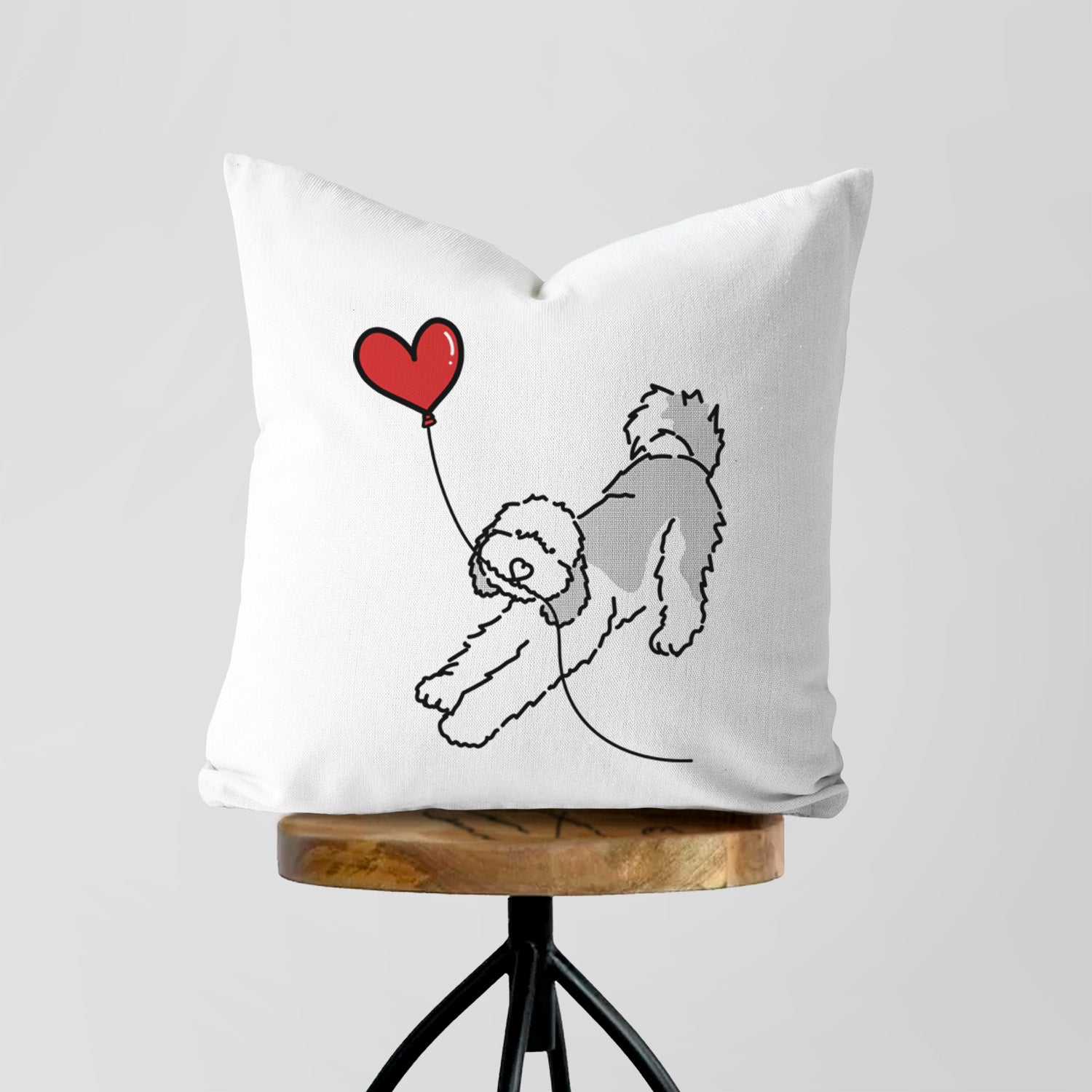 Sheepadoodle Heart String - Throw Pillow Cover
