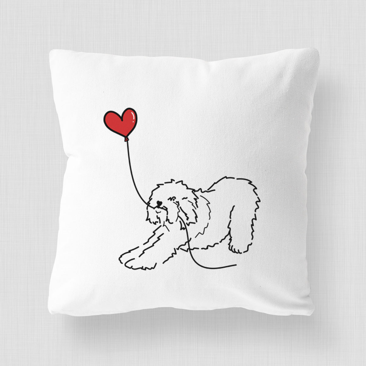 Old English Sheepdog Heart String - Throw Pillow Cover