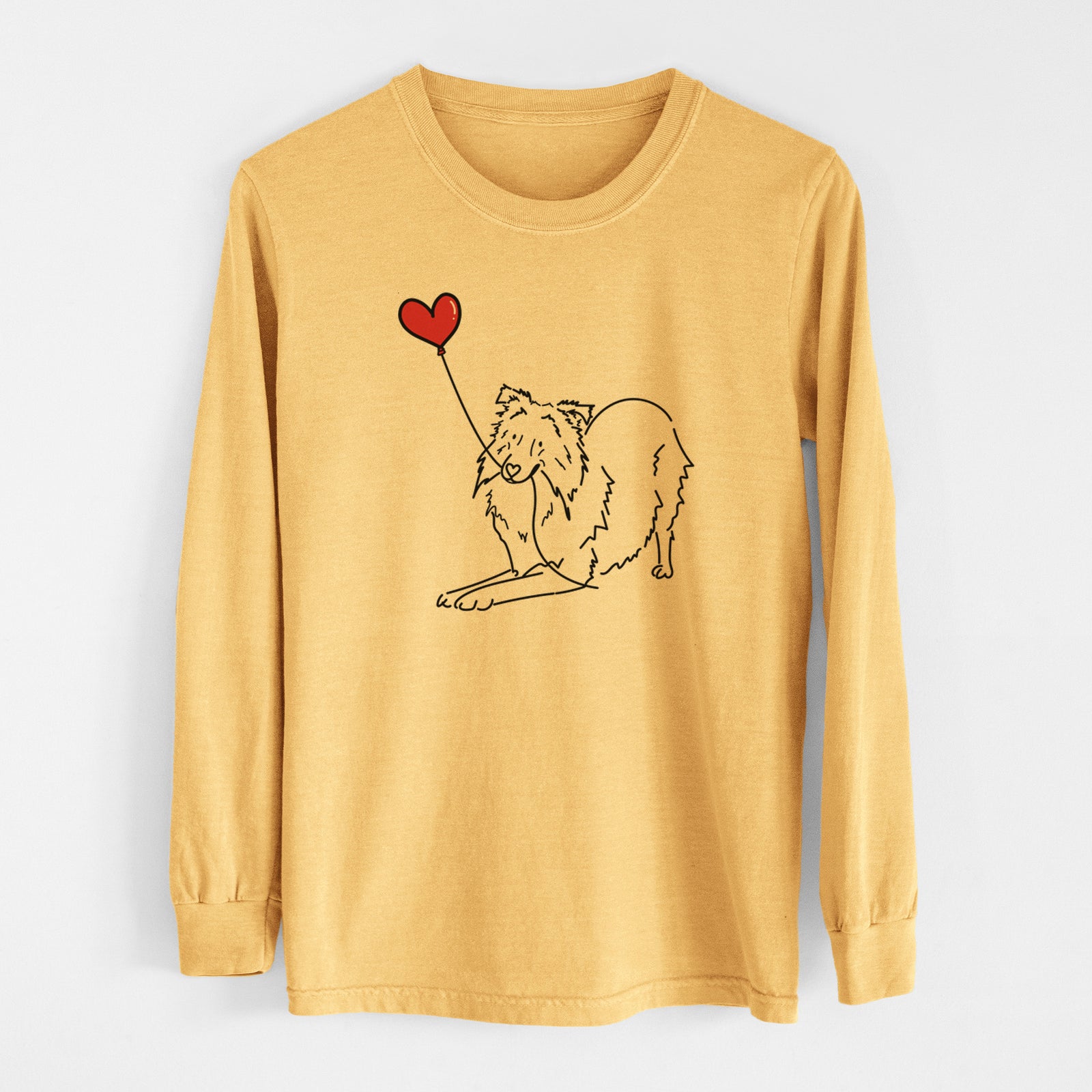 Shetland Sheepdog Heart String - Men's Heavyweight 100% Cotton Long Sleeve