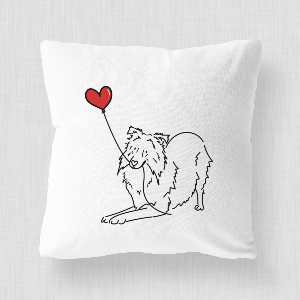 Shetland Sheepdog Heart String - Throw Pillow Cover