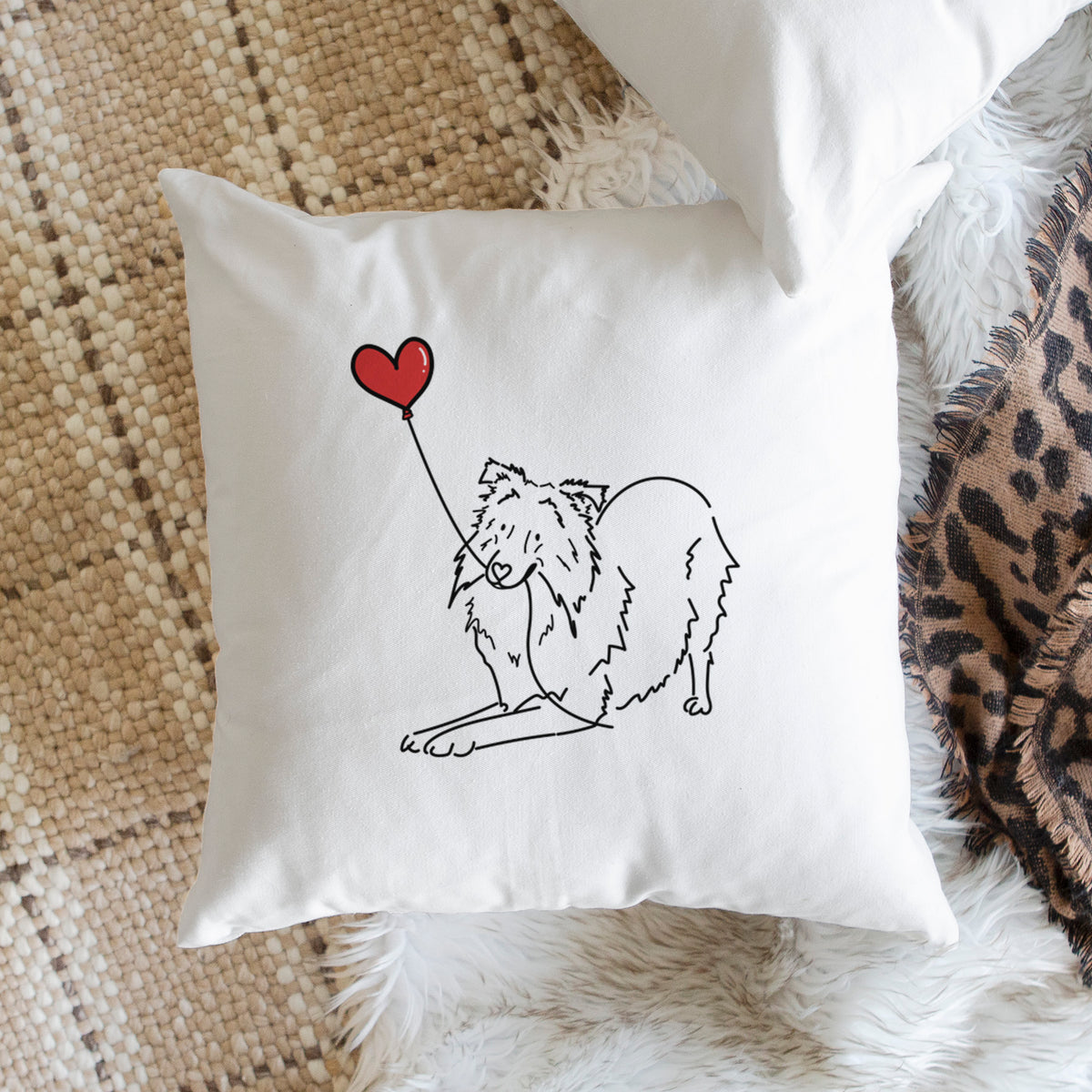 Shetland Sheepdog Heart String - Throw Pillow Cover