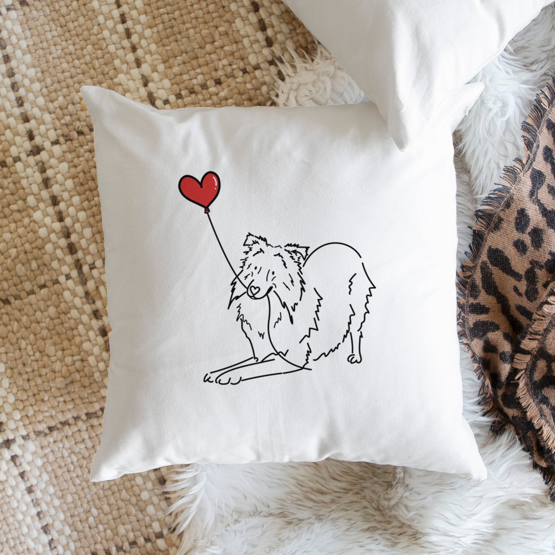 Shetland Sheepdog Heart String - Throw Pillow Cover