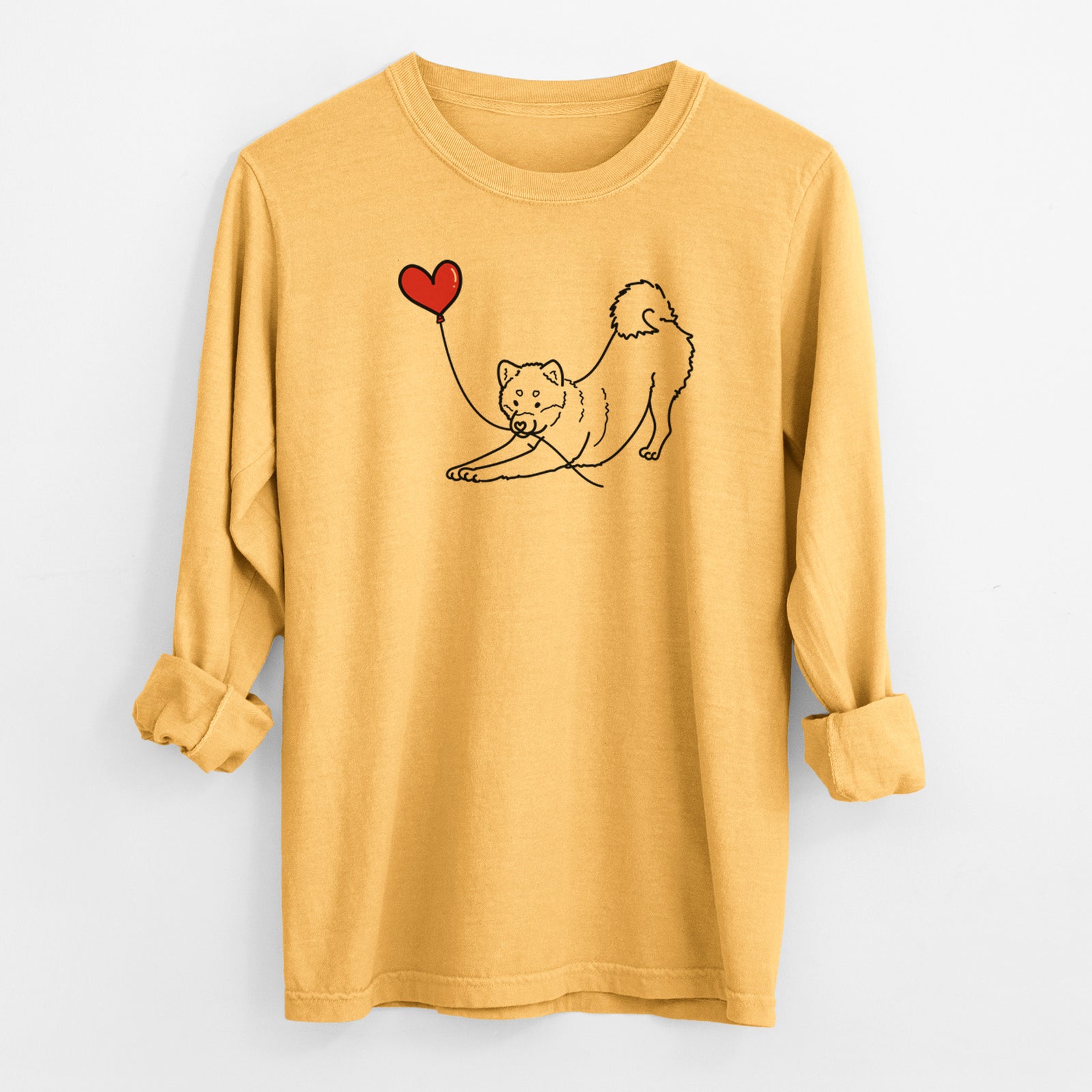 Shiba Inu Heart String - Men's Heavyweight 100% Cotton Long Sleeve