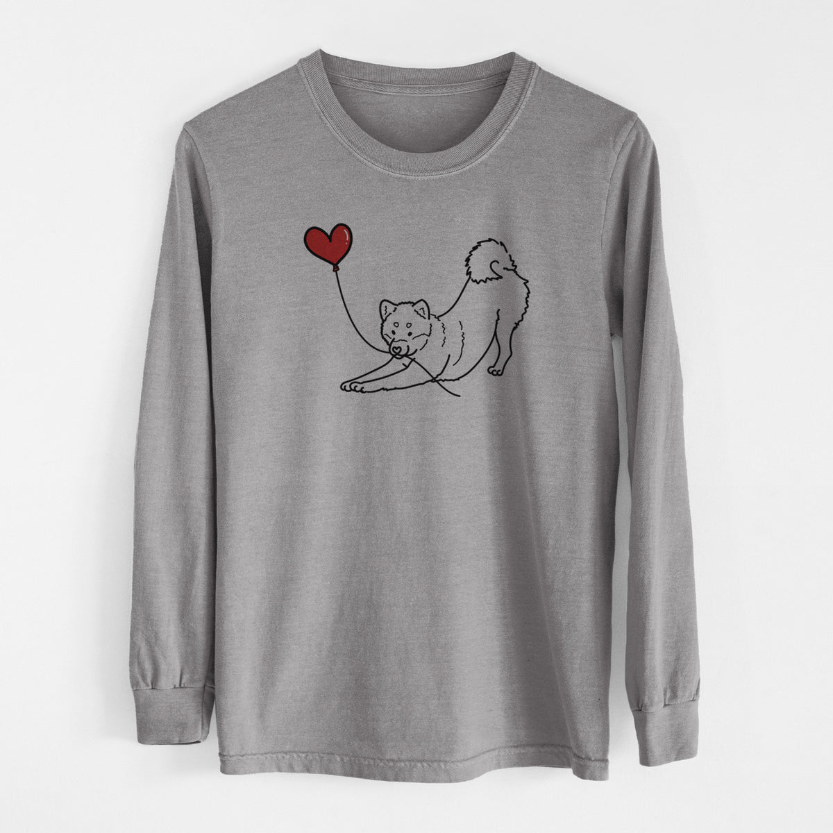 Shiba Inu Heart String - Men's Heavyweight 100% Cotton Long Sleeve