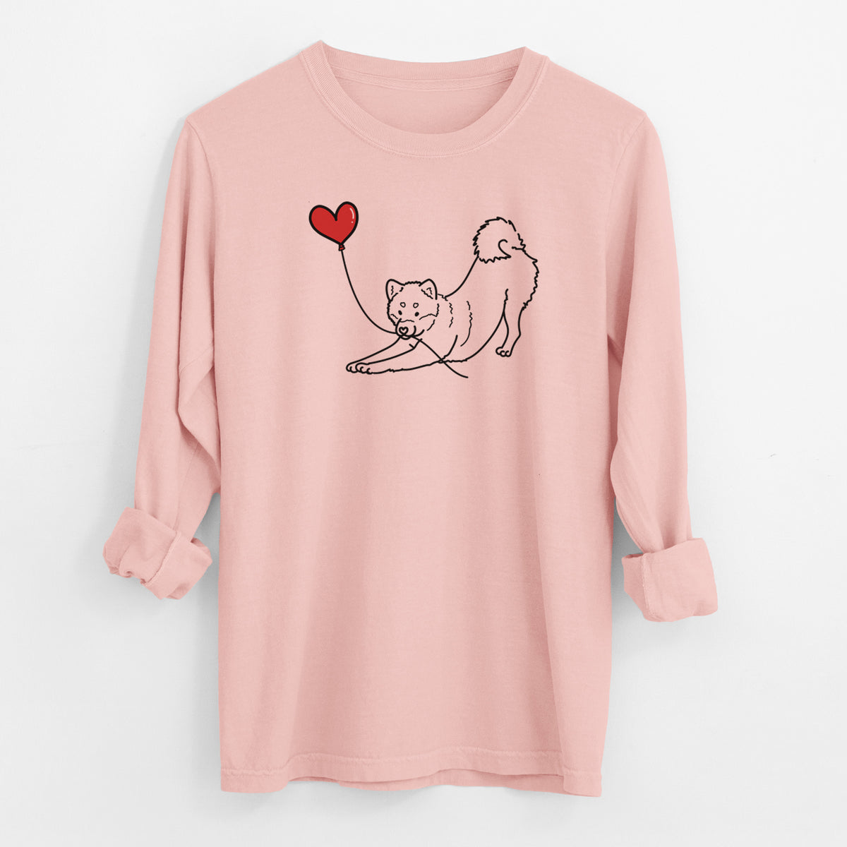 Shiba Inu Heart String - Men's Heavyweight 100% Cotton Long Sleeve