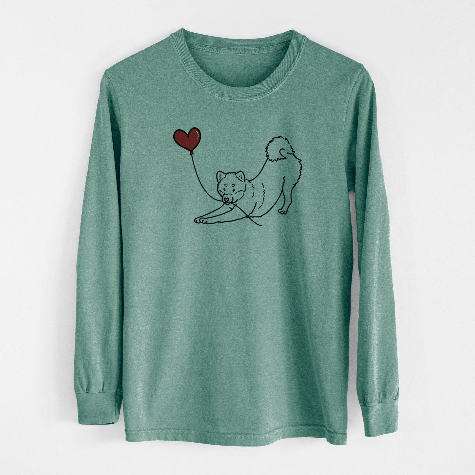Shiba Inu Heart String - Men's Heavyweight 100% Cotton Long Sleeve