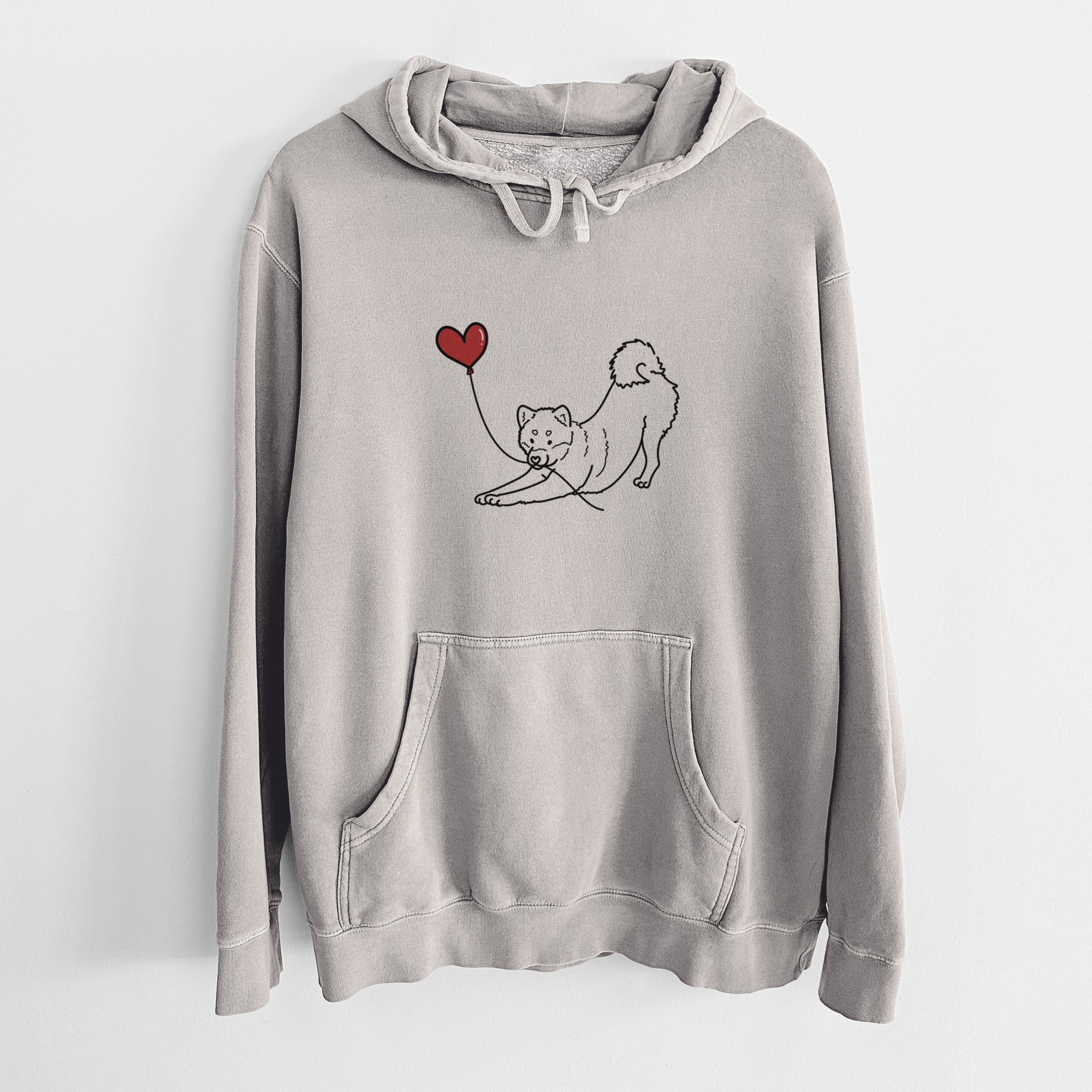 Shiba Inu Heart String - Unisex Pigment Dyed Hoodie