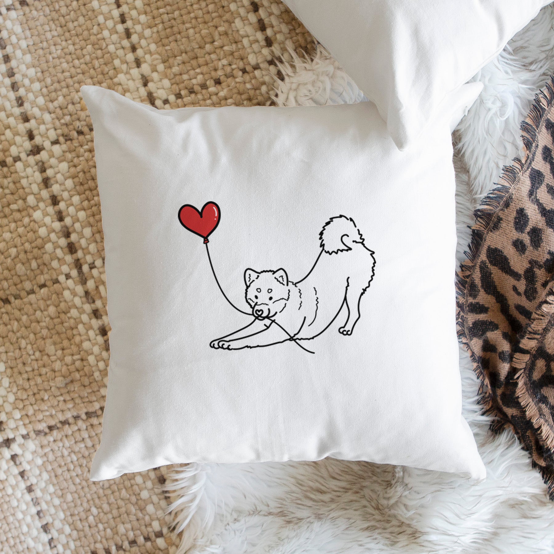 Shiba Inu Heart String - Throw Pillow Cover