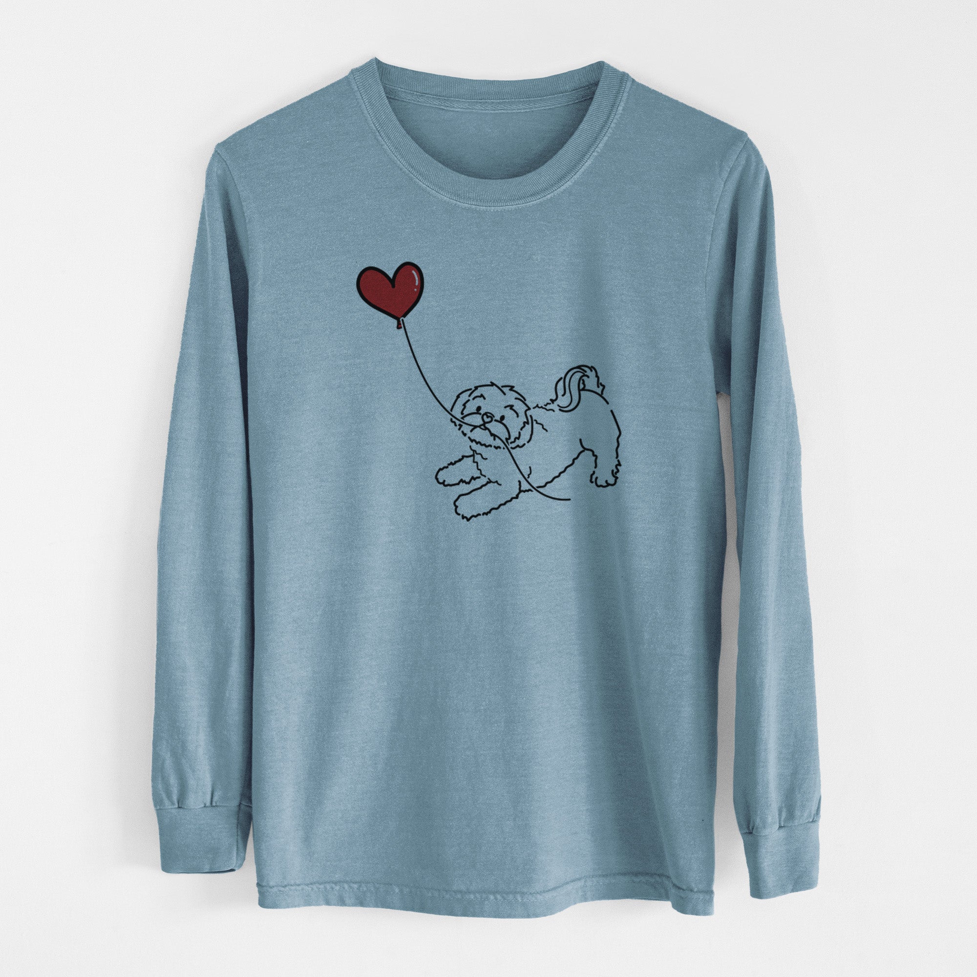 Shih Tzu Puppy Cut Heart String - Men's Heavyweight 100% Cotton Long Sleeve