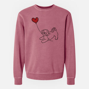 Shih Tzu Puppy Cut Heart String - Unisex Pigment Dyed Crew Sweatshirt