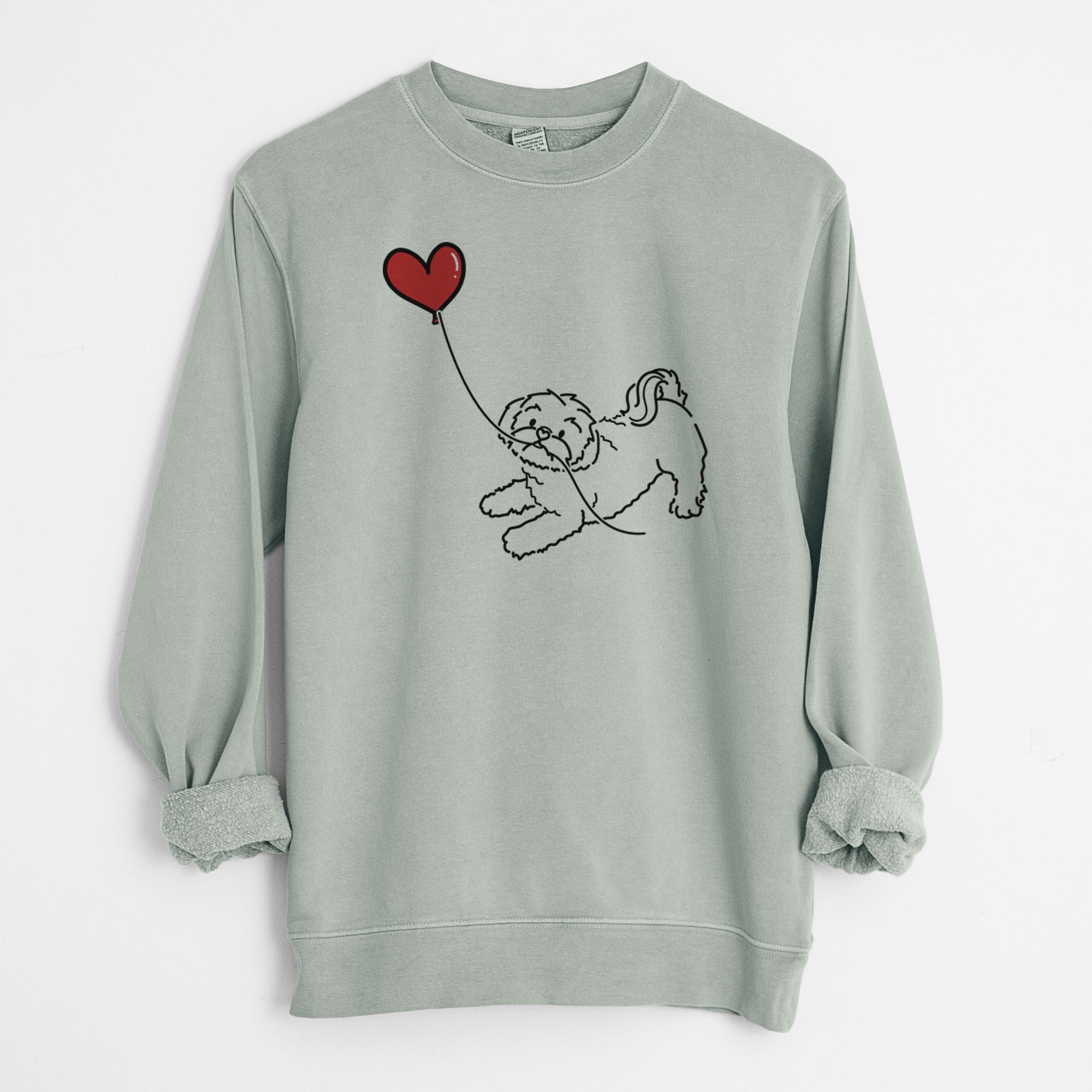 Shih Tzu Puppy Cut Heart String - Unisex Pigment Dyed Crew Sweatshirt