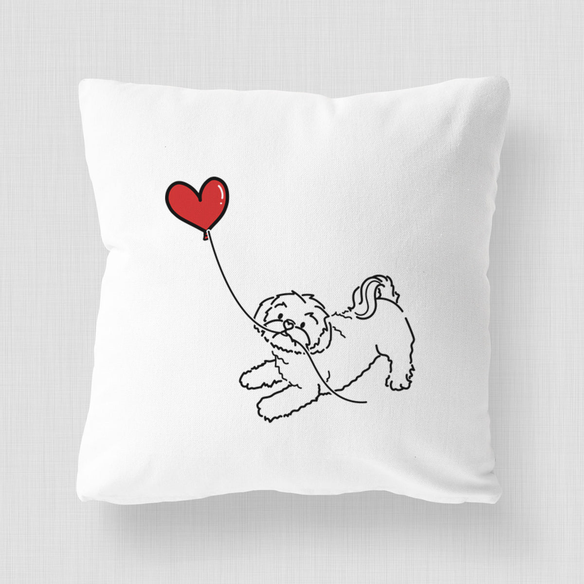 Shih Tzu Puppy Cut Heart String - Throw Pillow Cover