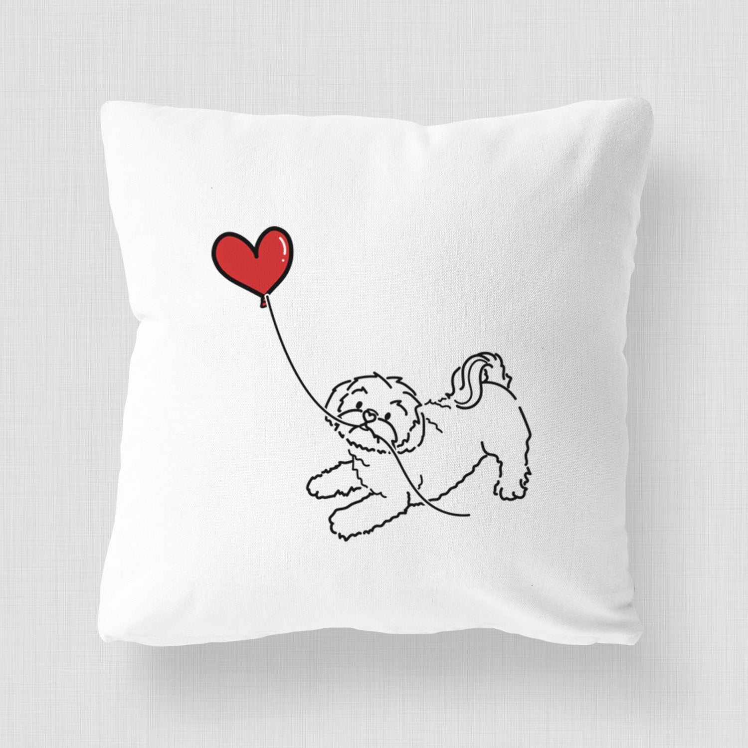Shih Tzu Puppy Cut Heart String - Throw Pillow Cover