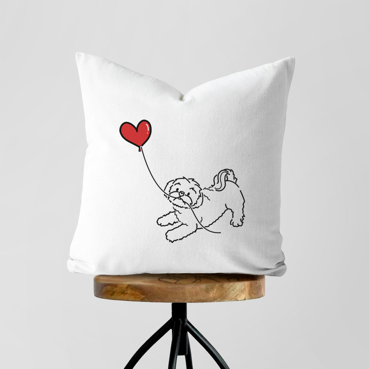 Shih Tzu Puppy Cut Heart String - Throw Pillow Cover