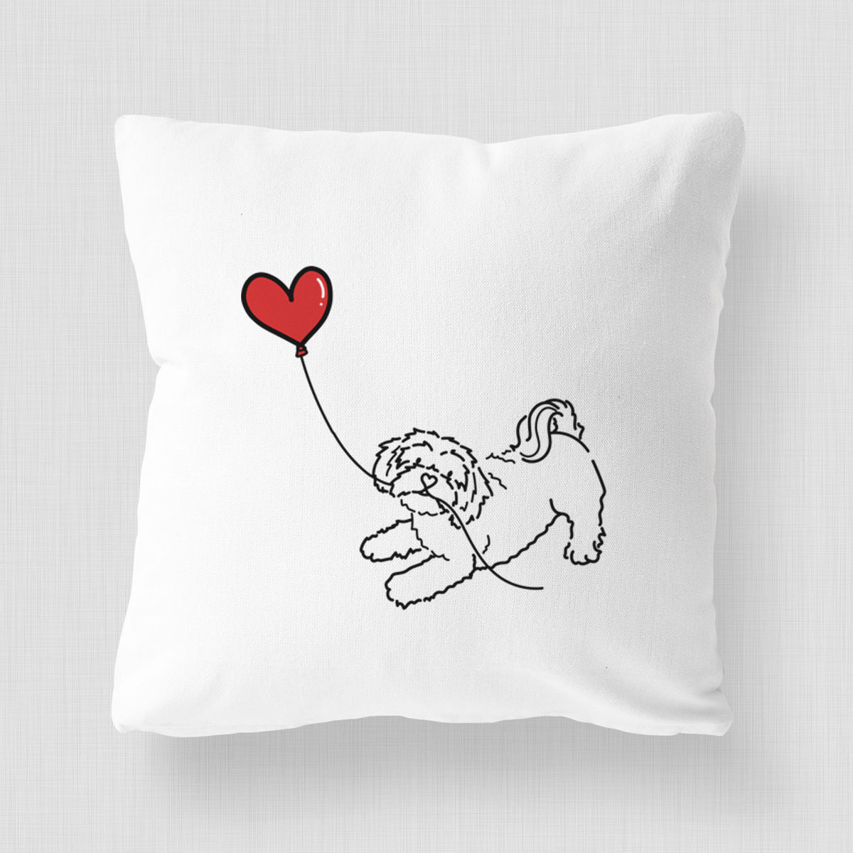 Shihpoo Heart String - Throw Pillow Cover