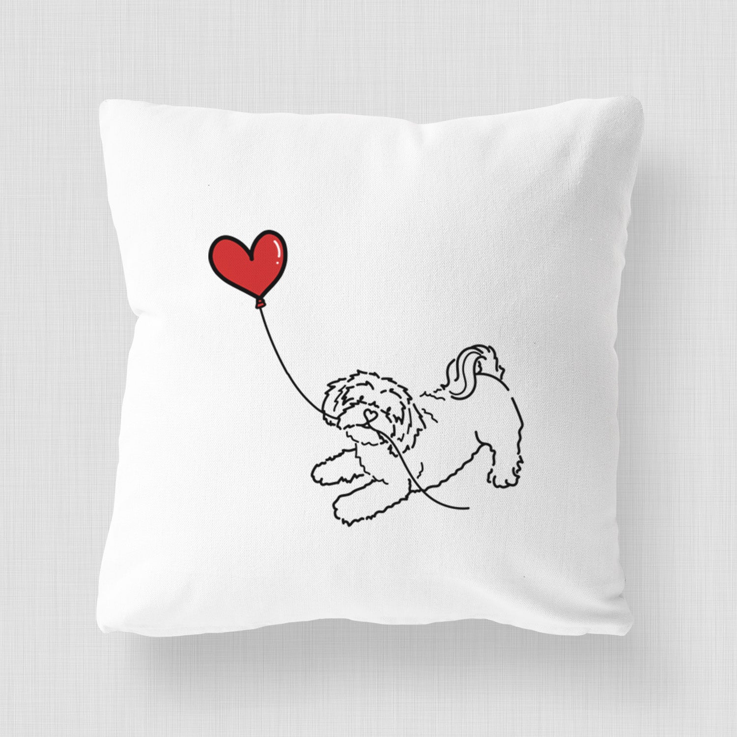 Shihpoo Heart String - Throw Pillow Cover