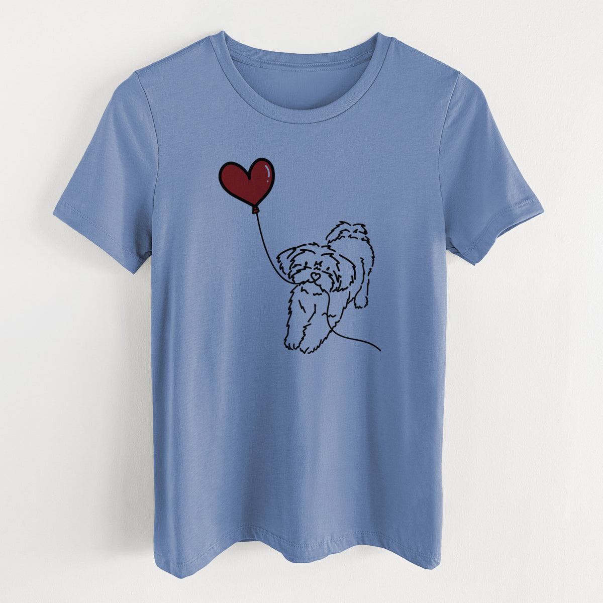 Shorkie Heart String- Women's Lightweight Relaxed Fit 100% Cotton Crewneck