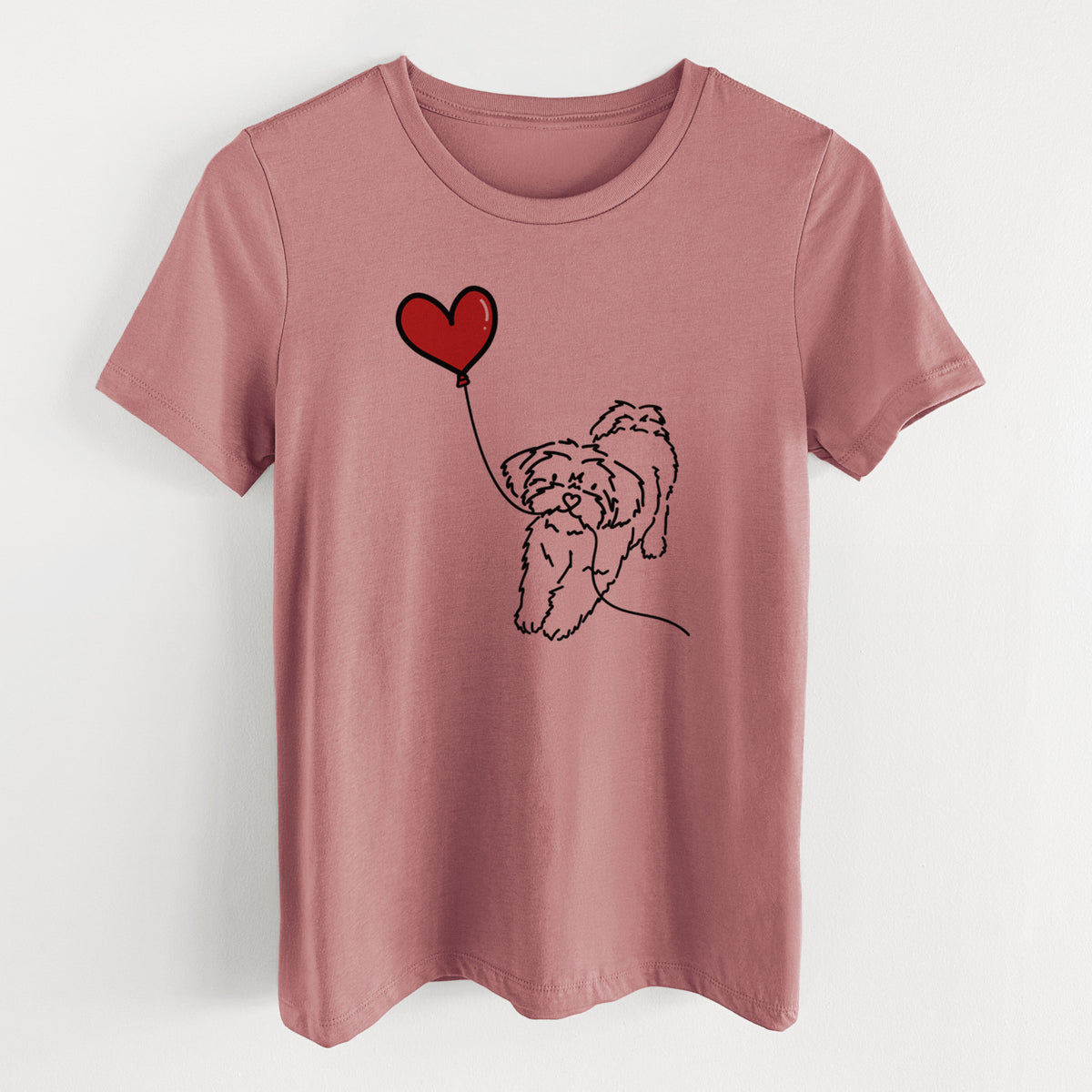 Shorkie Heart String- Women's Lightweight Relaxed Fit 100% Cotton Crewneck