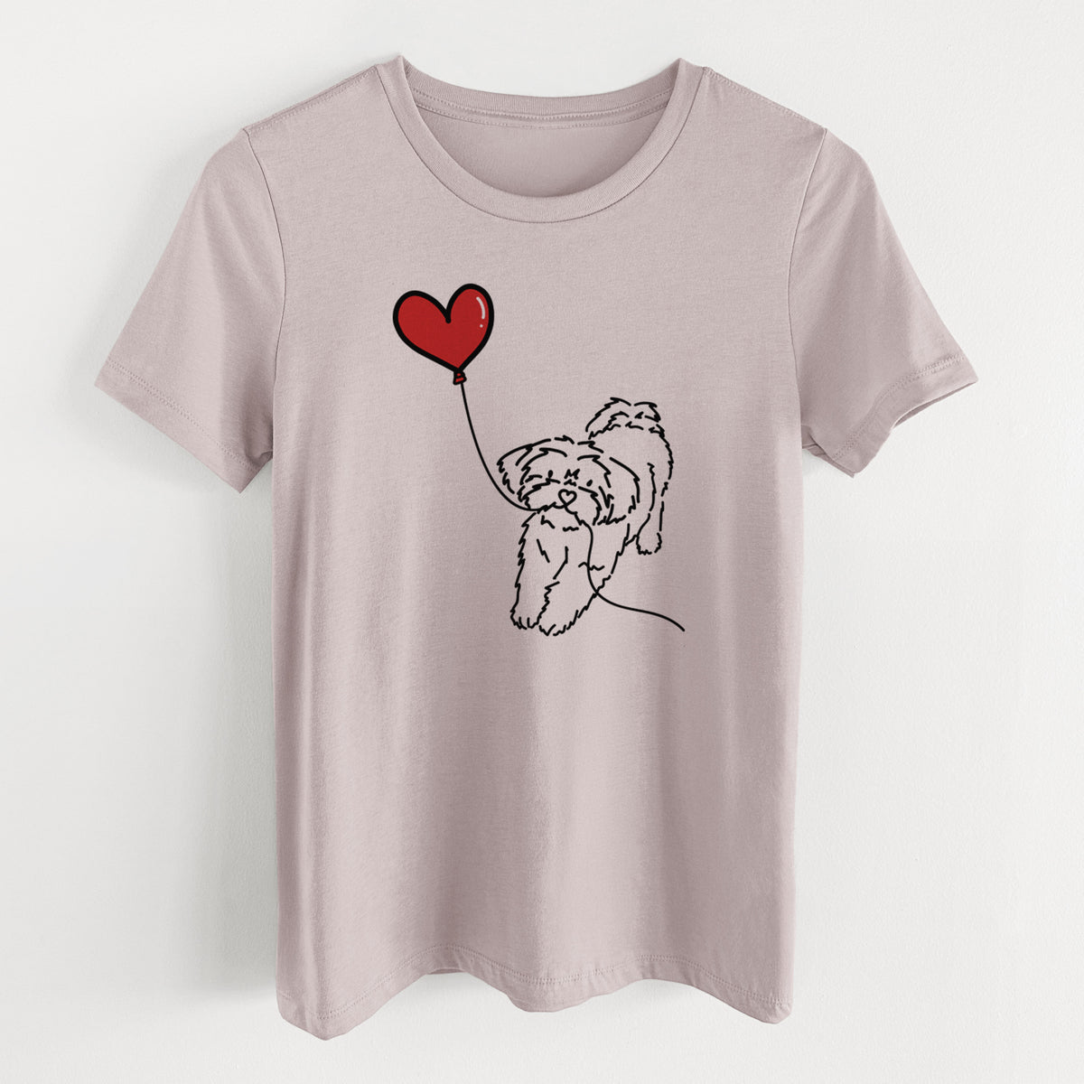 Shorkie Heart String- Women's Lightweight Relaxed Fit 100% Cotton Crewneck