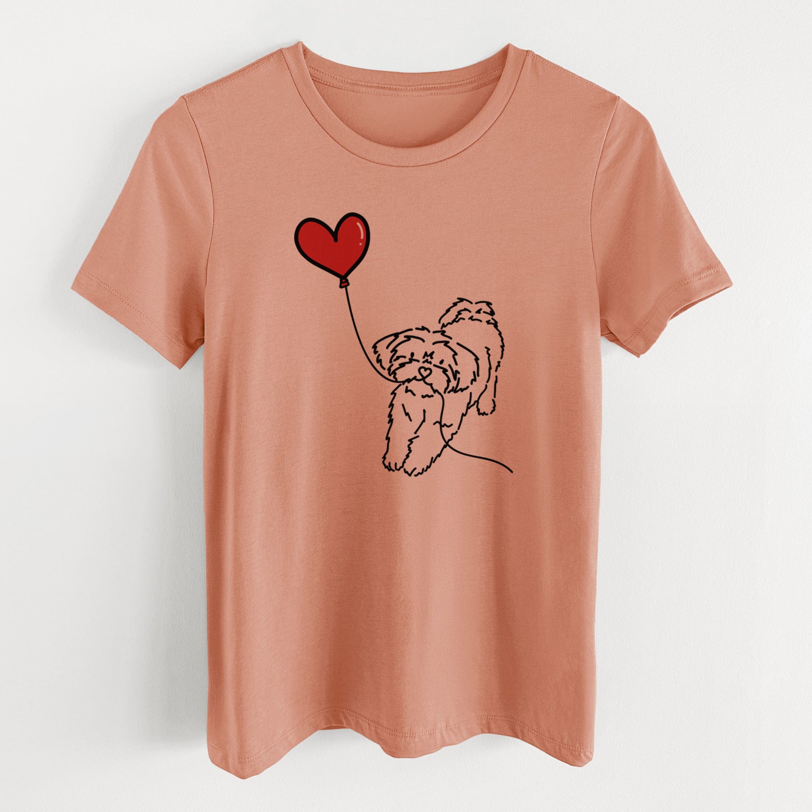 Shorkie Heart String- Women's Lightweight Relaxed Fit 100% Cotton Crewneck