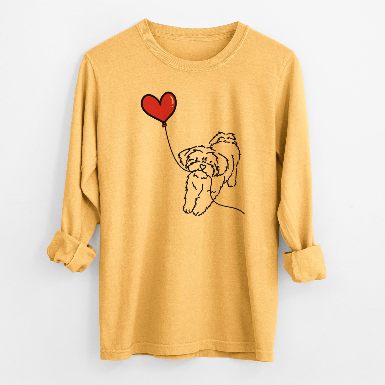 Shorkie Heart String - Men's Heavyweight 100% Cotton Long Sleeve