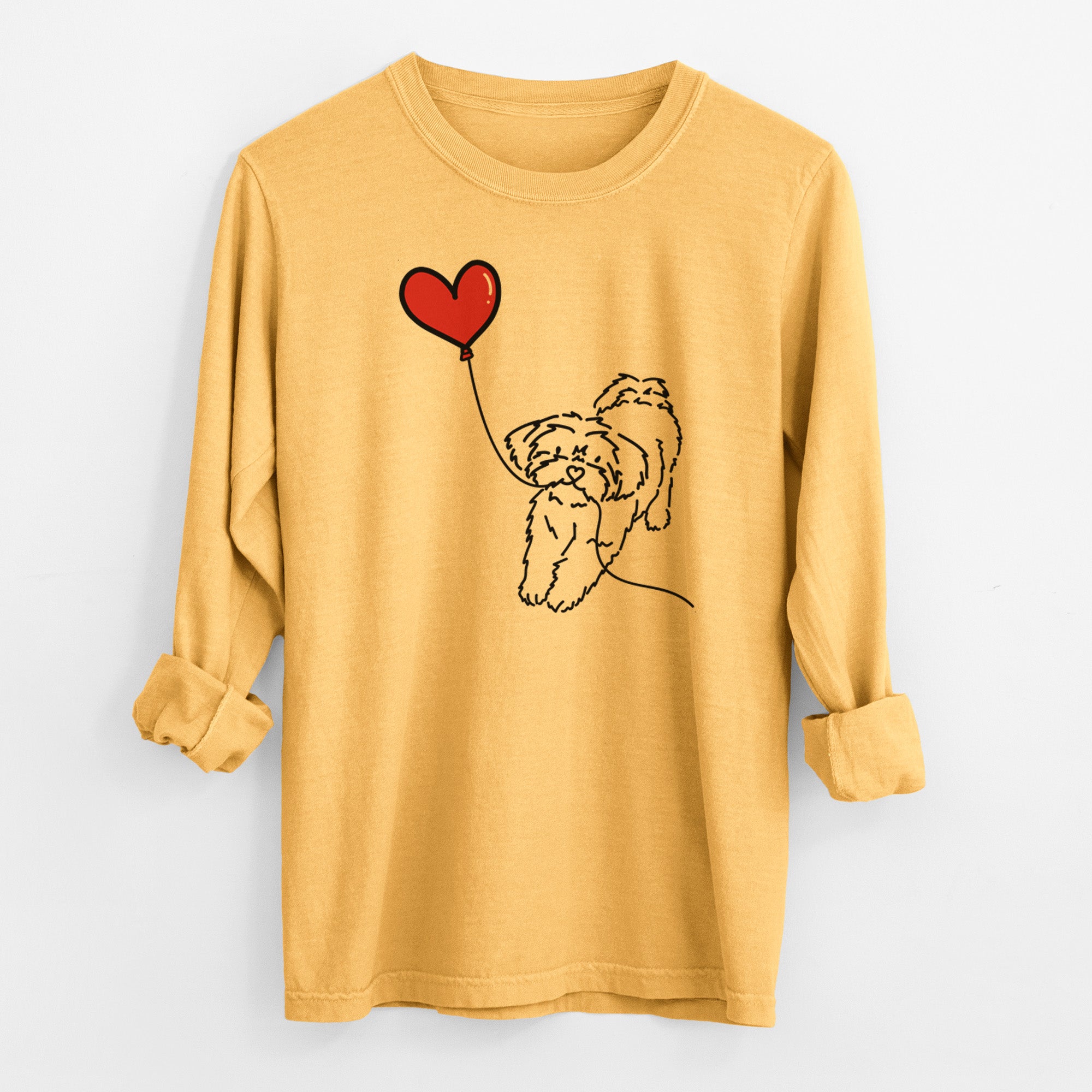 Shorkie Heart String - Men's Heavyweight 100% Cotton Long Sleeve