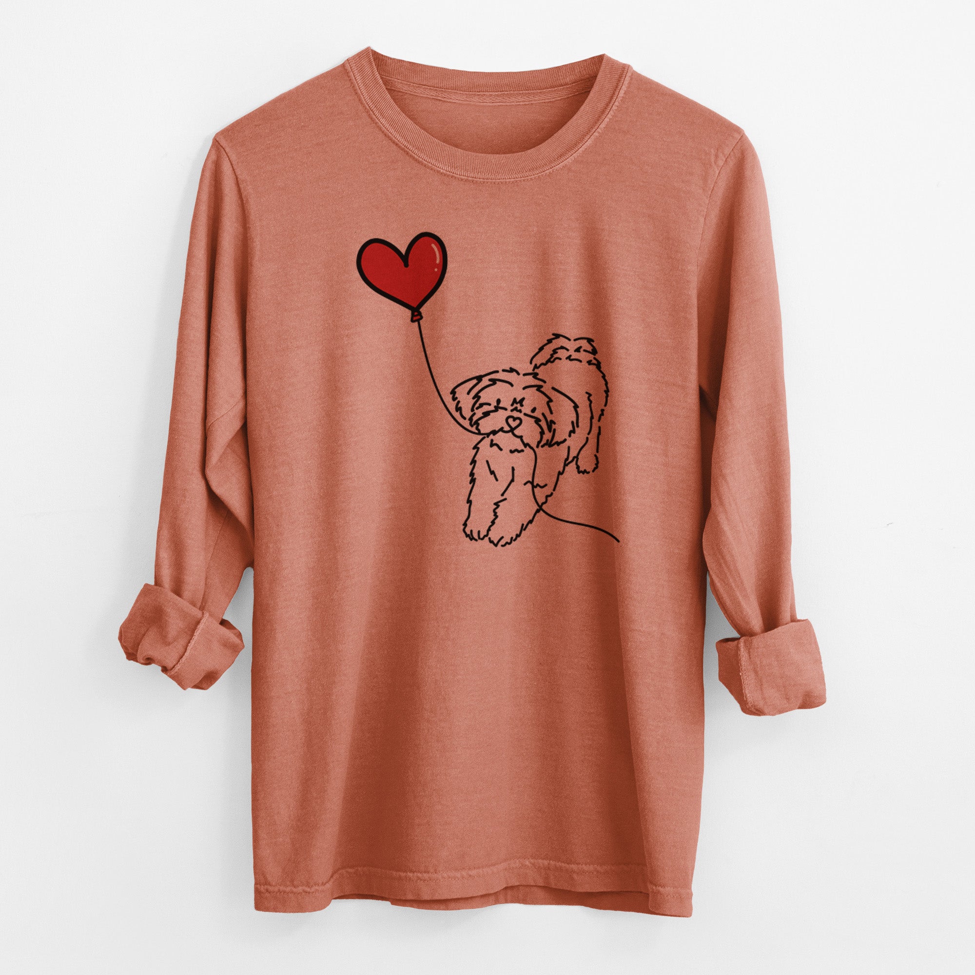 Shorkie Heart String - Men's Heavyweight 100% Cotton Long Sleeve