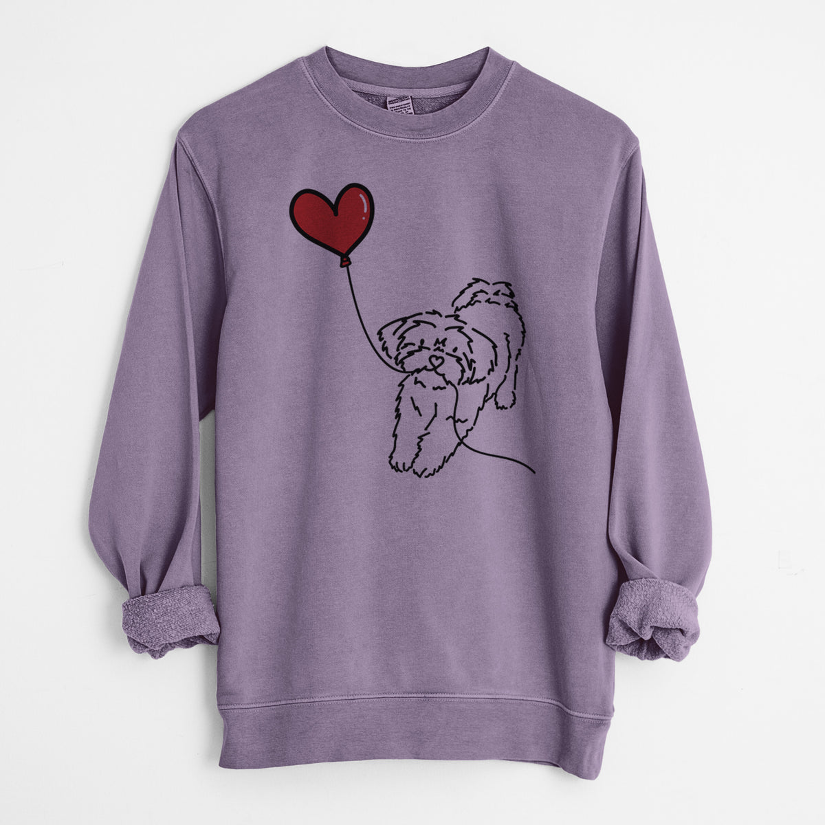 Shorkie Heart String - Unisex Pigment Dyed Crew Sweatshirt