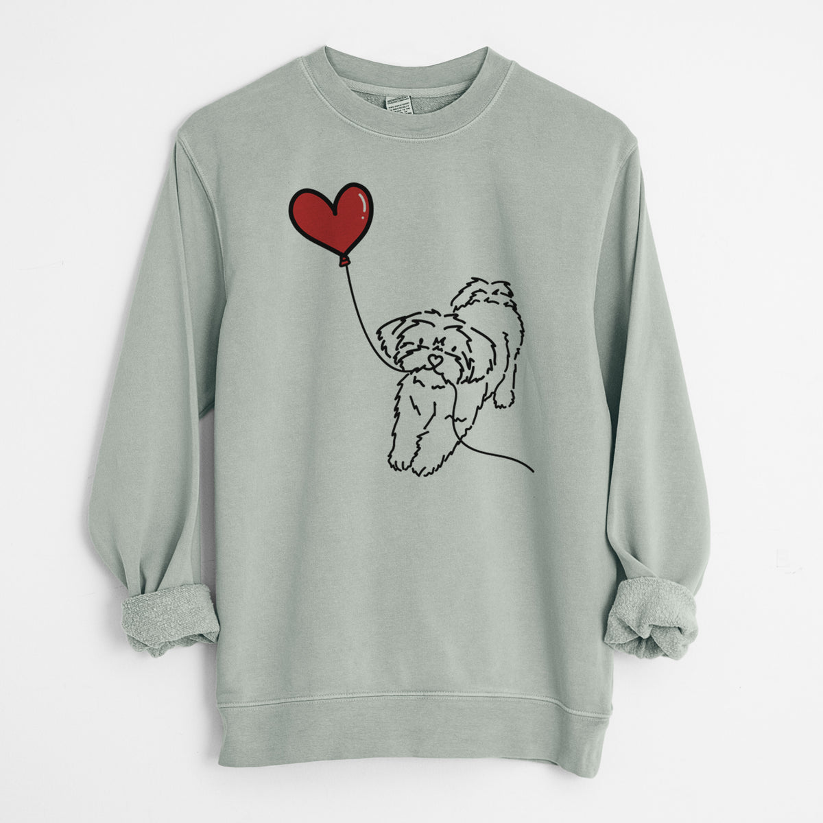 Shorkie Heart String - Unisex Pigment Dyed Crew Sweatshirt
