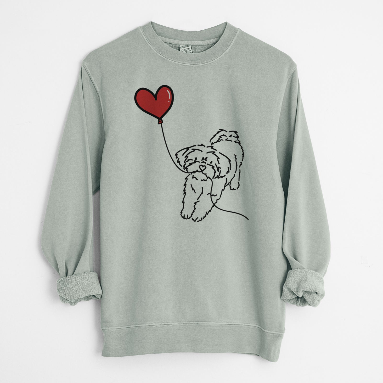 Shorkie Heart String - Unisex Pigment Dyed Crew Sweatshirt
