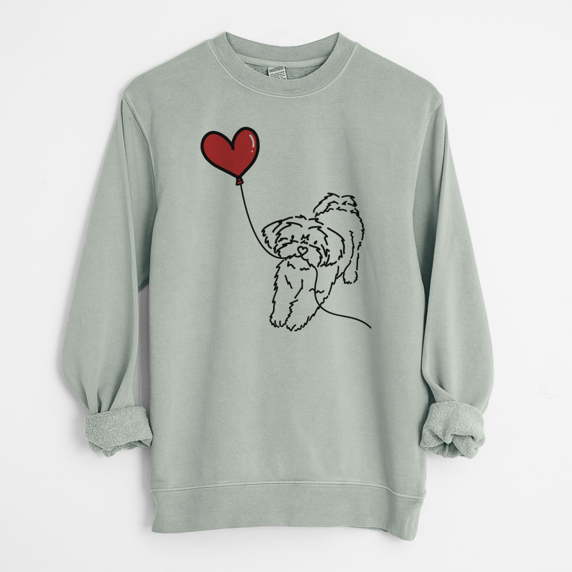 Shorkie Heart String - Unisex Pigment Dyed Crew Sweatshirt