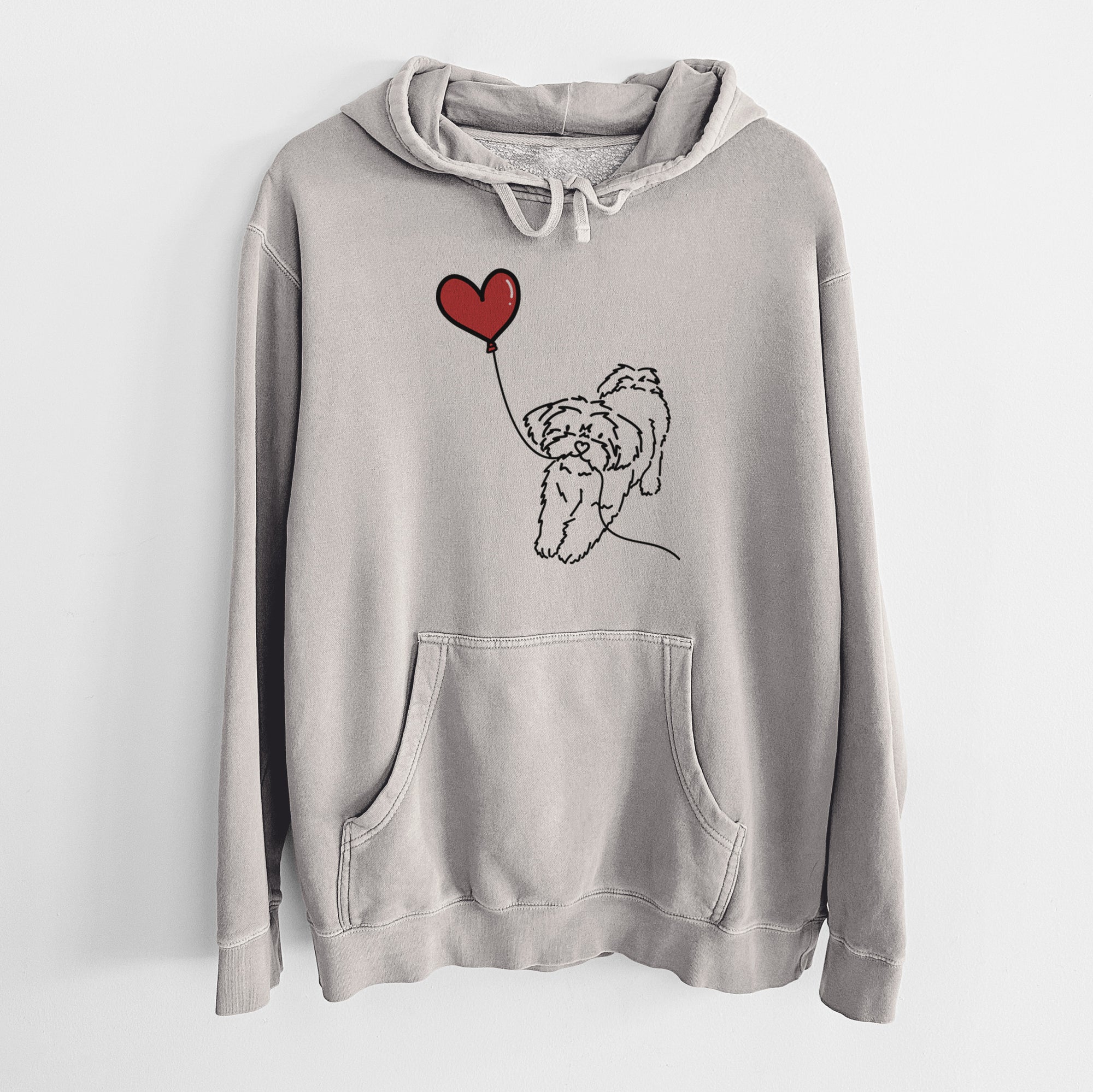 Shorkie Heart String - Unisex Pigment Dyed Hoodie