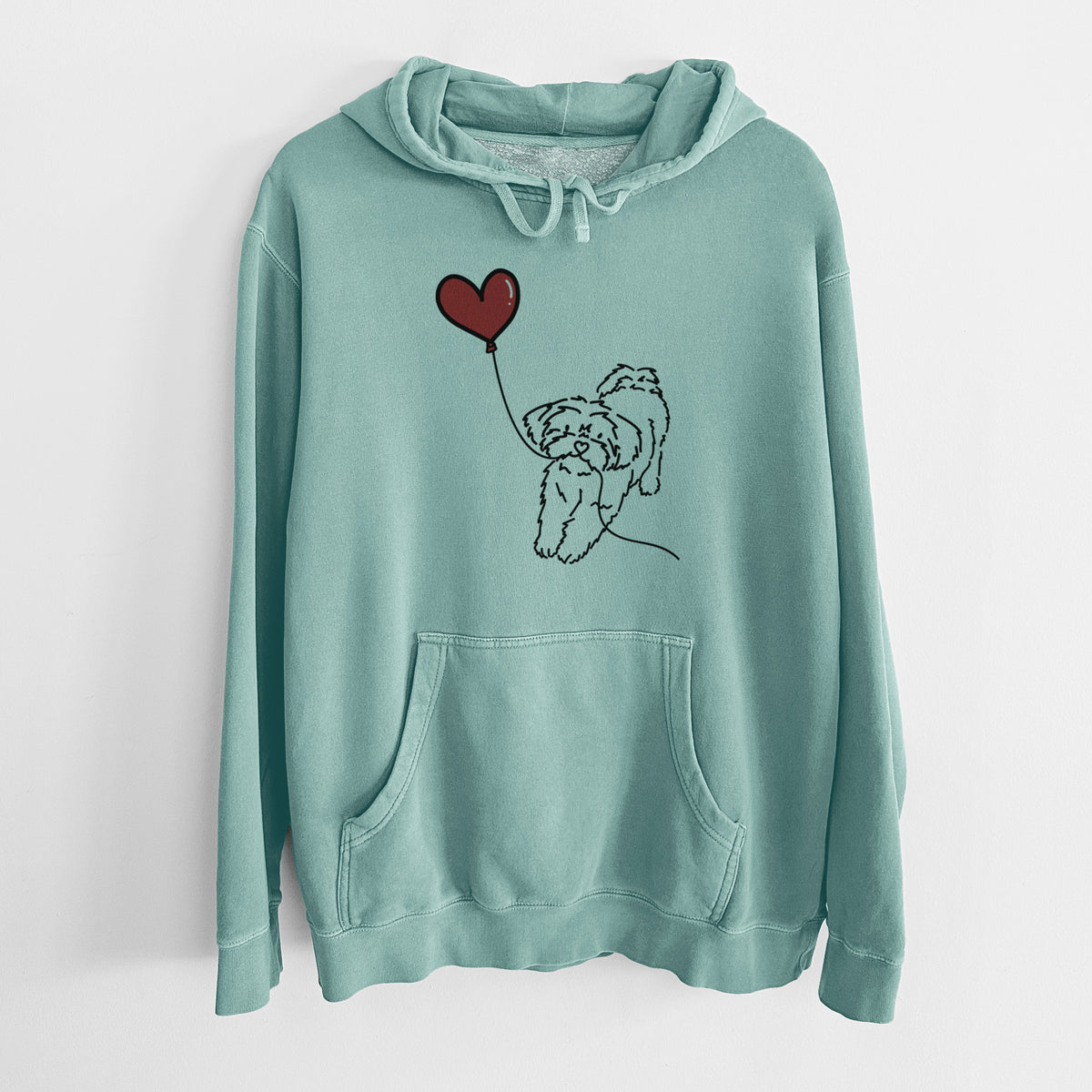 Shorkie Heart String - Unisex Pigment Dyed Hoodie