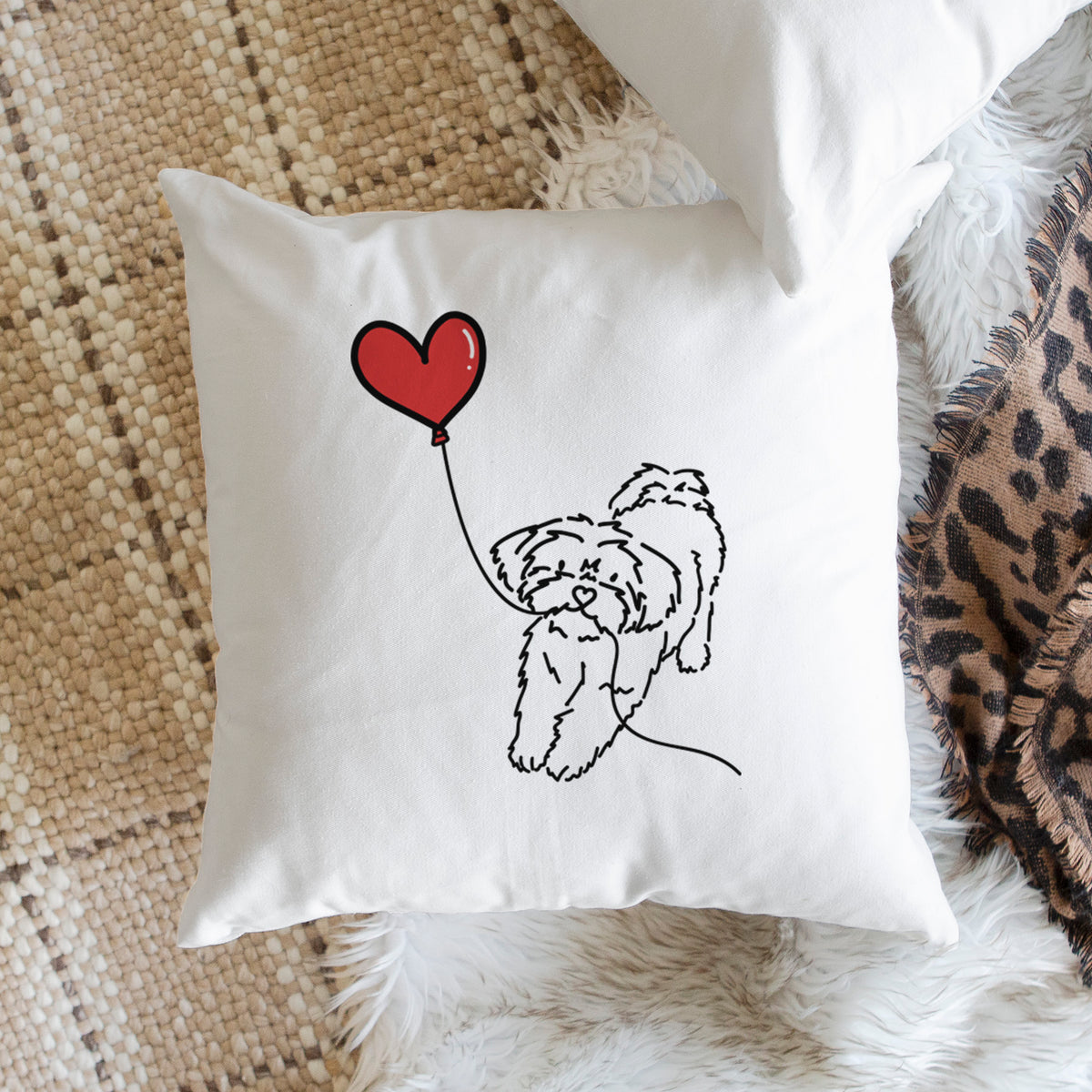 Shorkie Heart String - Throw Pillow Cover