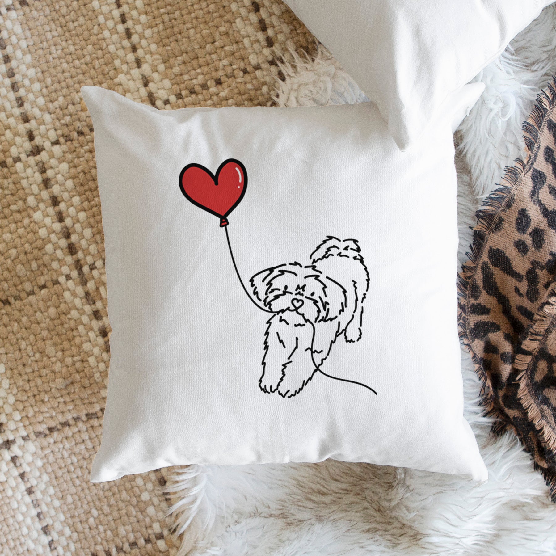Shorkie Heart String - Throw Pillow Cover