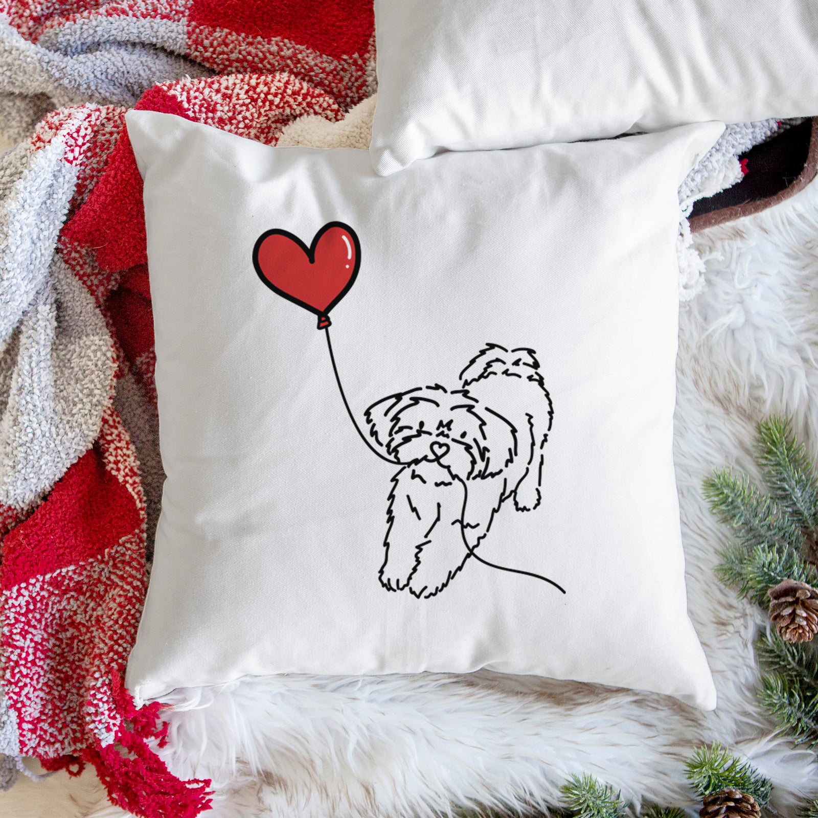Shorkie Heart String - Throw Pillow Cover