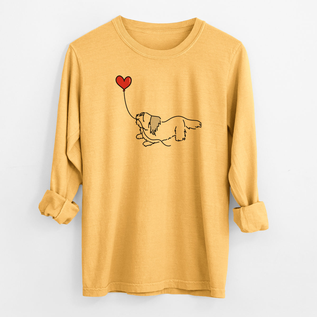 Skye Terrier Heart String - Men's Heavyweight 100% Cotton Long Sleeve