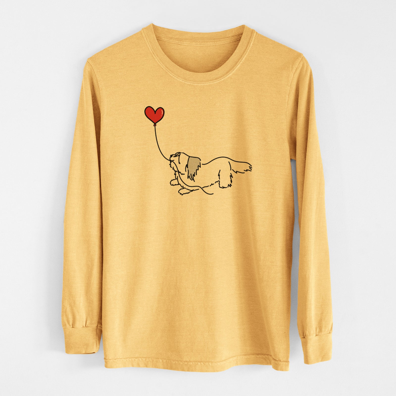 Skye Terrier Heart String - Men's Heavyweight 100% Cotton Long Sleeve