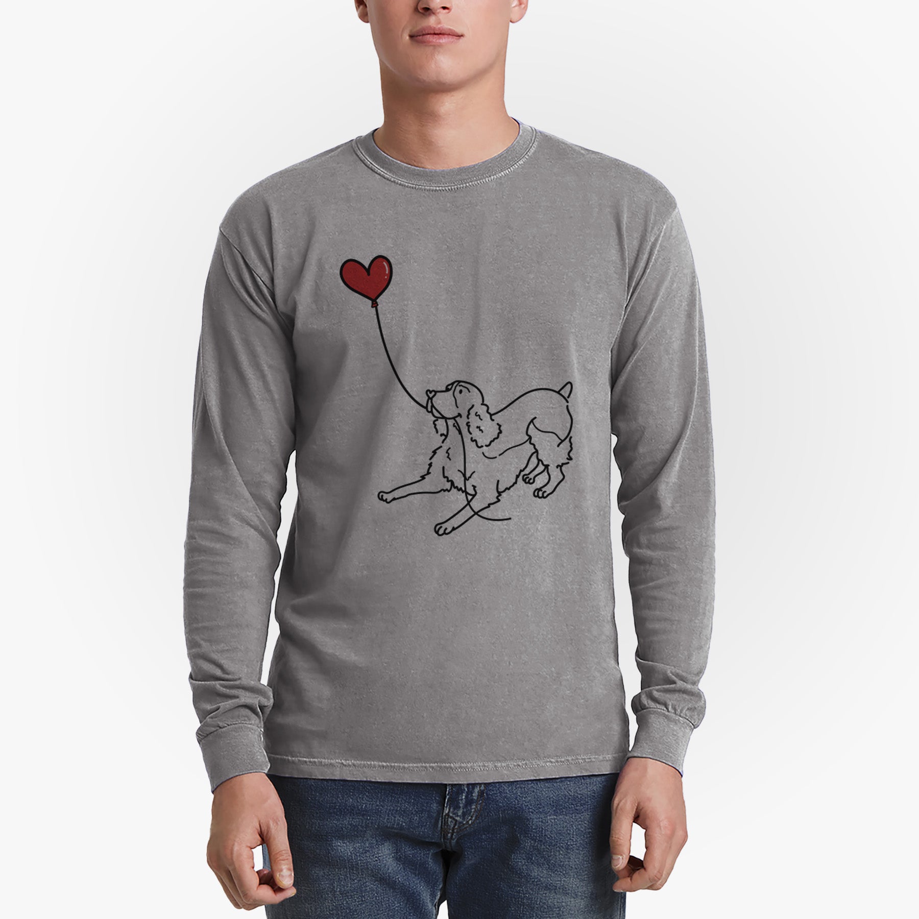 English Springer Spaniel Heart String - Men's Heavyweight 100% Cotton Long Sleeve