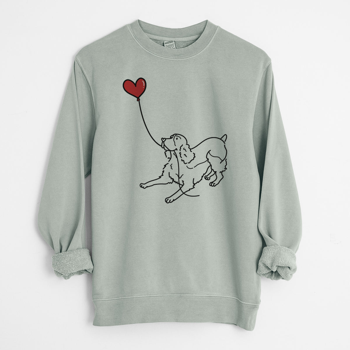 English Springer Spaniel Heart String - Unisex Pigment Dyed Crew Sweatshirt