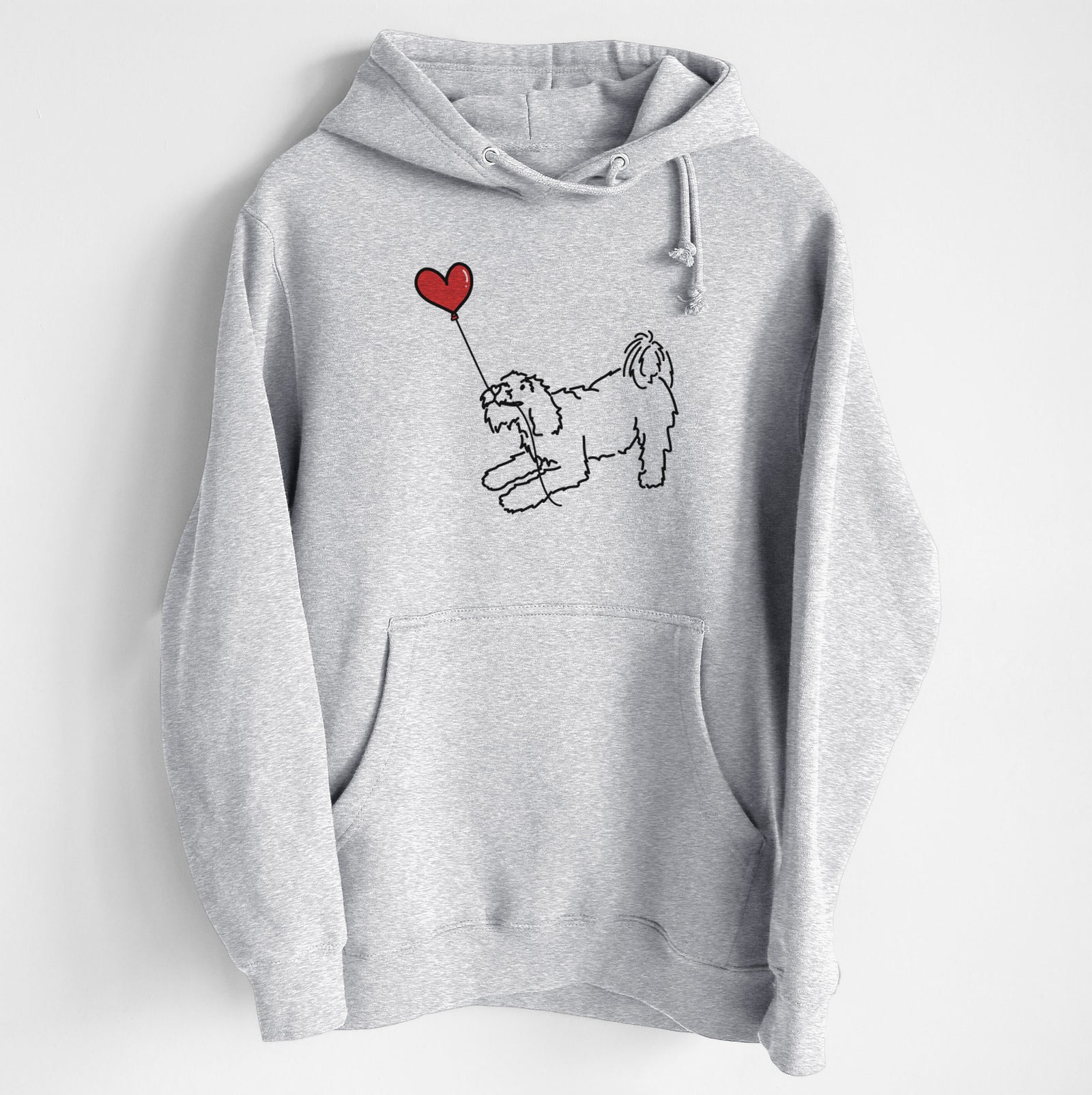 Terrier Mix Heart String - Heavyweight Fleece Hoodie