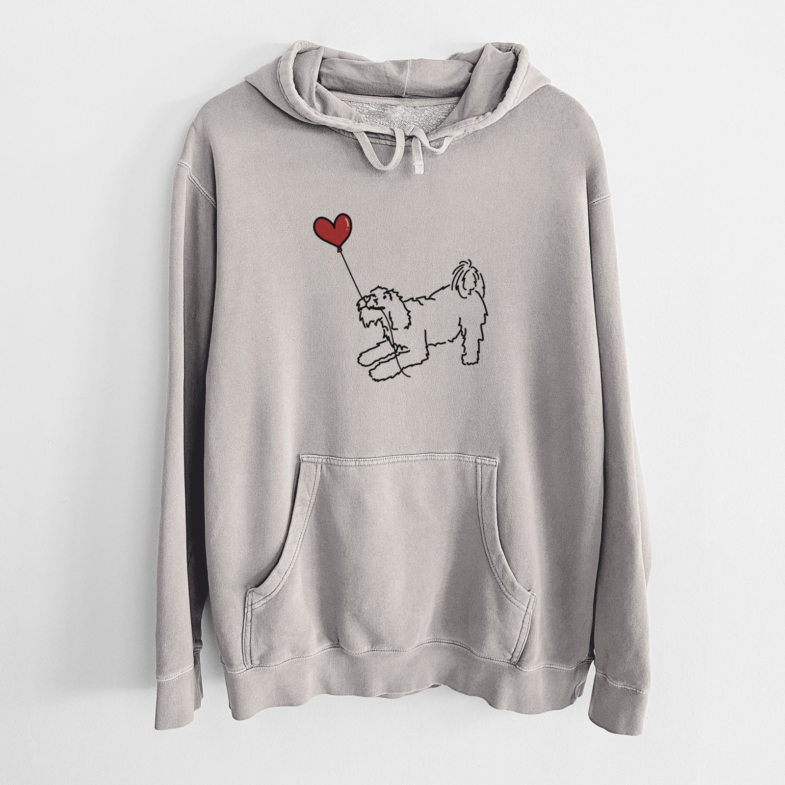 Terrier Mix Heart String - Unisex Pigment Dyed Hoodie