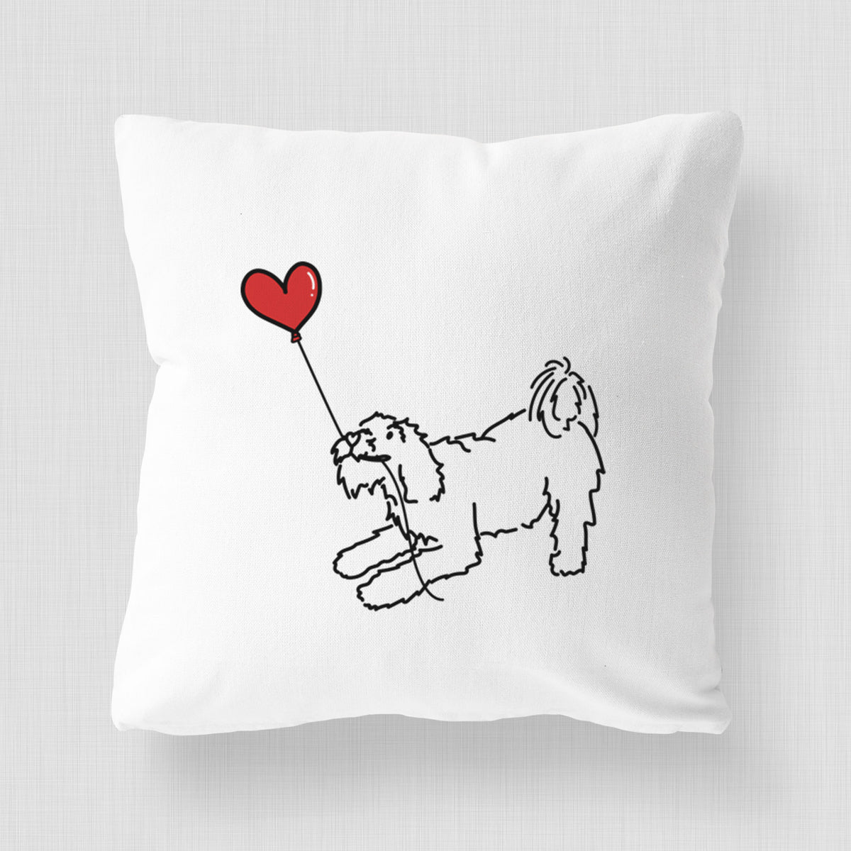 Terrier Mix Heart String - Throw Pillow Cover