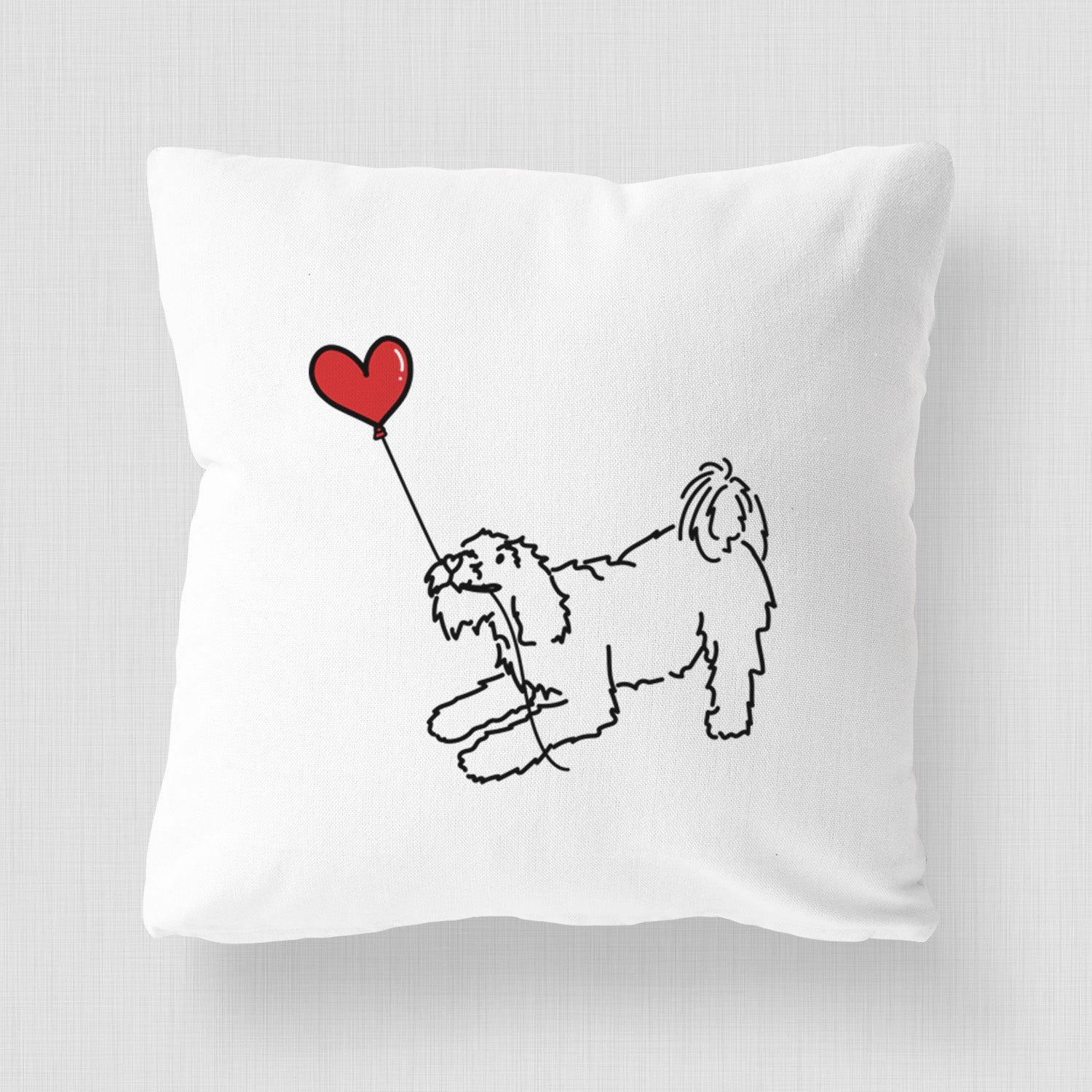 Terrier Mix Heart String - Throw Pillow Cover