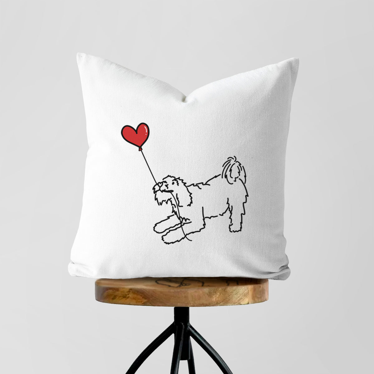 Terrier Mix Heart String - Throw Pillow Cover