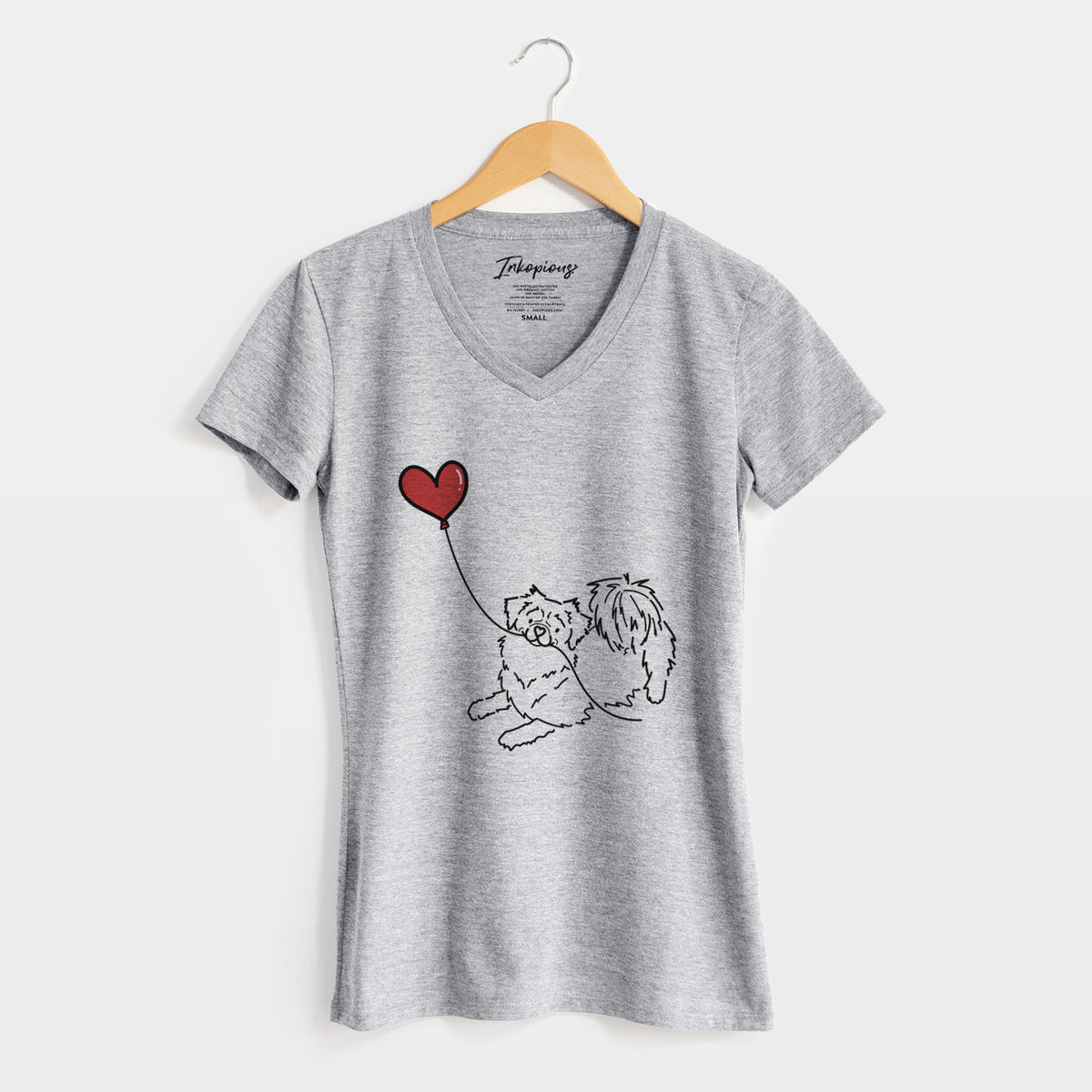 Tibetan Spaniel Heart String - Women&#39;s Perfect V-neck Shirt