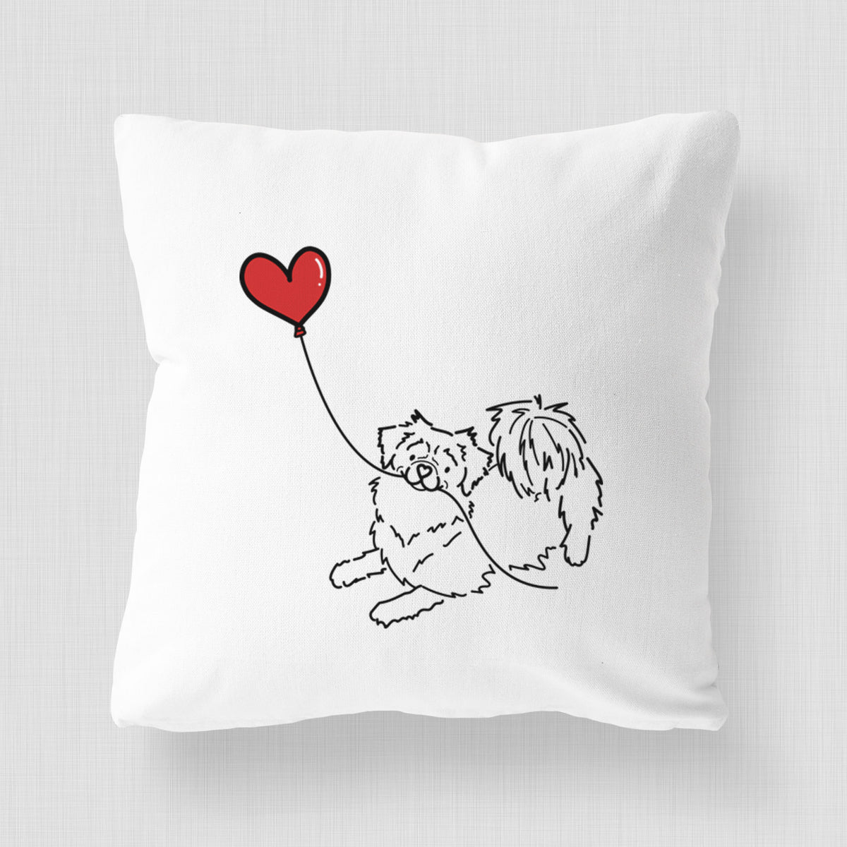 Tibetan Spaniel Heart String - Throw Pillow Cover