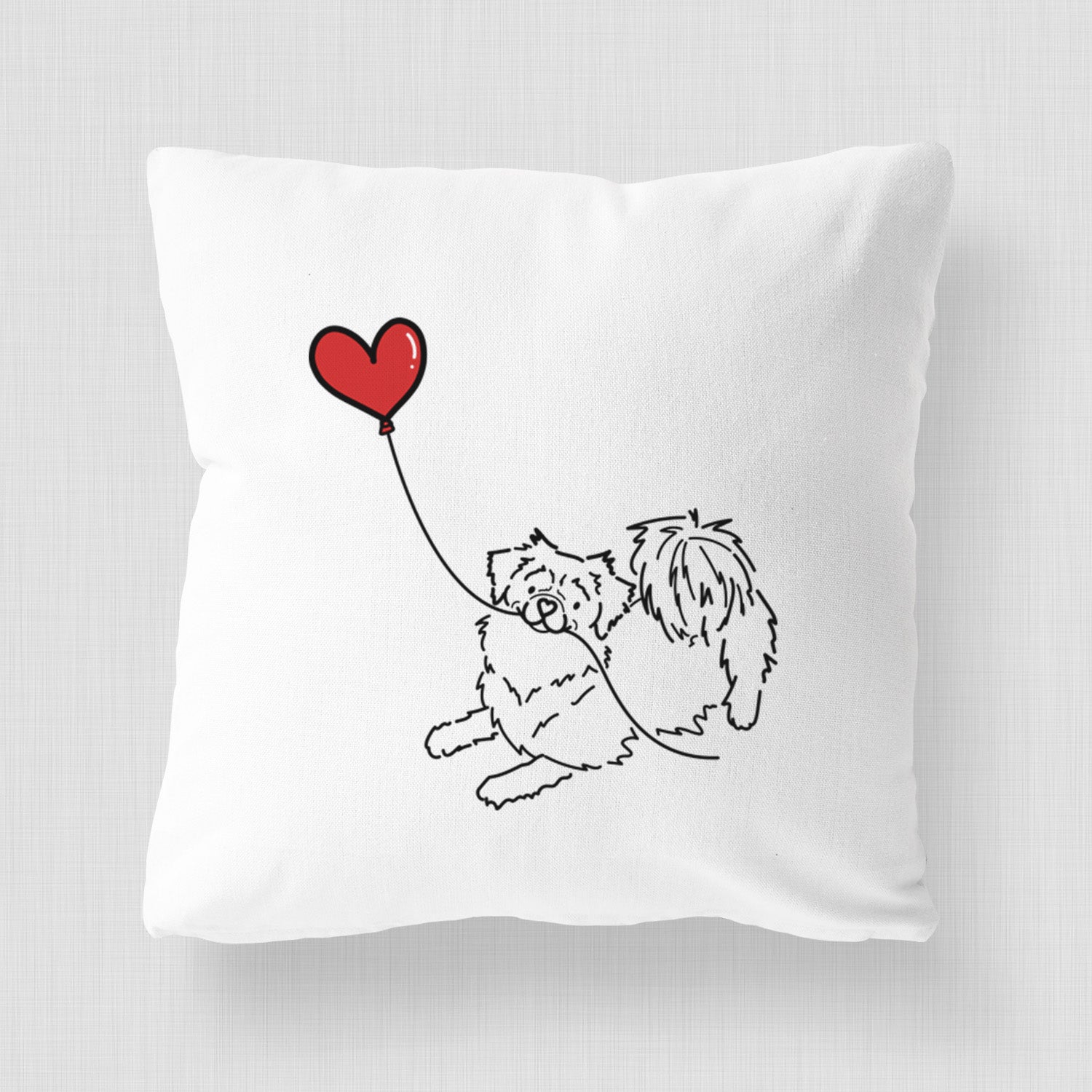 Tibetan Spaniel Heart String - Throw Pillow Cover